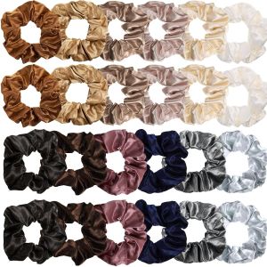 Tatuo 24 Pieces Hair Scrunchies for GirlsBlue Series ColorSatin Large Soft Elastic Scrunchies for Kids Women Bulk Pack for Party Favors Gymnastics Dance Ponytail Ties Gentle Hold