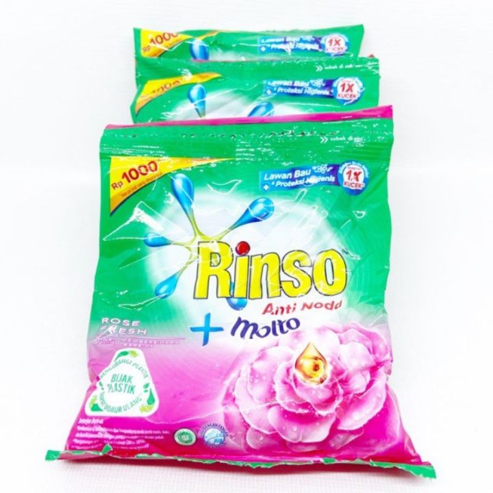 RINSO ANTI NODA DETERGEN BUBUK 1000 [ 1 RENCENG ISI 6 SACHET] | Lazada ...