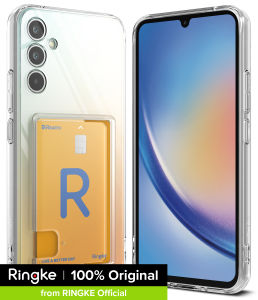 Ringke Fusion Card Compatible with Samsung Galaxy A34 5G Case Transparent Shockproof Bumper Cover with Built-in Card Holder with Wrist Strap