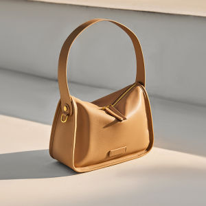 Genuine leather bag simple solid-color shoulder bag everyday commuter tote bag