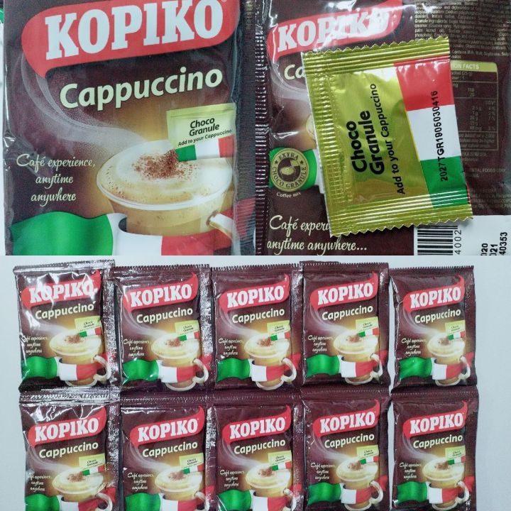 Kopiko Cappuccino with Choco Granule. SINGLES. Sold by 10's. (25g. x 10