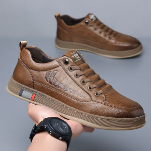 Sepatu Loafer Kulit Pria Casual Shoes Fashion Santai Lentur Pantofel Klasik Lace Up Tanpa Tali Ringan Anti Slip Keren Kekinian 425