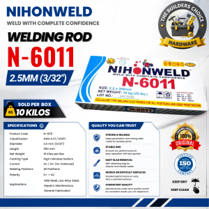 N-6011 NIHONWELD SPECIAL WELDING ROD 2.5MM (3/32) SOLD PER 10 KILOS