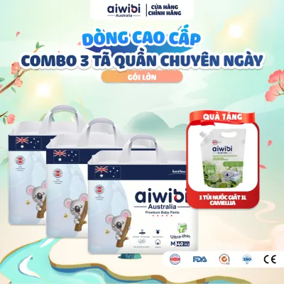 [Combo 3] Tã/Bỉm Quần Cao Cấp Aiwibi Light Feather Cho Bé Siêu Thấm Hút Chống Tràn - Gói Lớn M/L/XL/XXL/XXXL/XXXXL