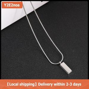 【Local shipping】 Creative Men Necklace Cool Geometric Necklace Titanium Clavicle Chain Boyfriend Gift Silver Color Bricks Punk Couple Necklace