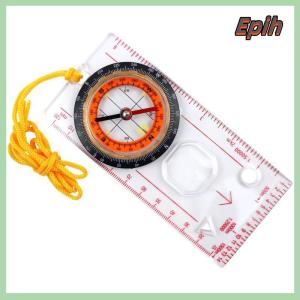 [Epih] Portable Compass Scale Ruler Multifunction Map Ruler With Lanyard For Outdoor Camping Hiking