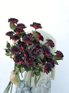Bunga Mawar Hias Red Black Bowl Artificial Dekorasi Bunga Dekorasi