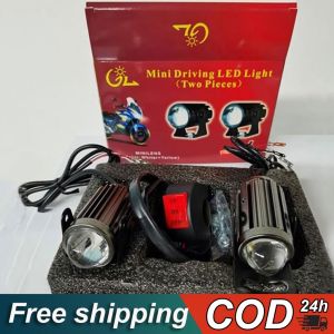 Motorcycle lights mini driving lights white+yellow pair universal and high-quality with switch murang  mini
