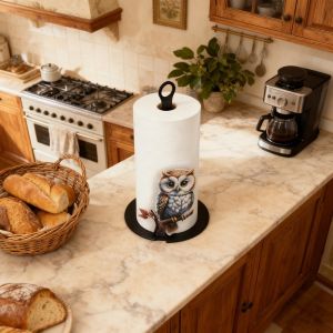 KAWAIIR Wooden Base Tissue Holder Cartoon  Decoration Roll Paper Standing Rack Cattle Cute Food Wrap Storage Rack For Kitchen
