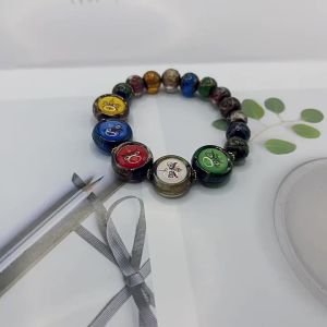 TikTok and Xiaohongshu trending item: Incense ash glass bracelet with Five Gods of Wealth beaded bracelet for girls and men wholesale