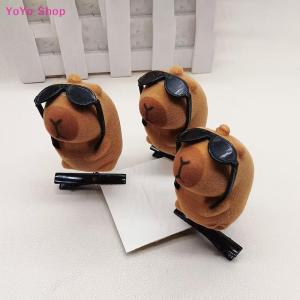 💕 YoYo Shop 💕 1Pcs Cartoon Children 3D Capibala Hair Clip Plush Hairpin DIY Bow Sunglasses Rose Hat Design Capybara Duckbill Clip Accessories