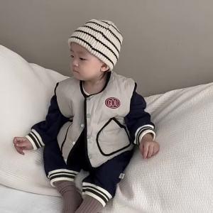 Infant and toddler autumn and winter clothing Korean-style childrens clothing baby autumn outerwear boys jumpsuit with vest two-piece set