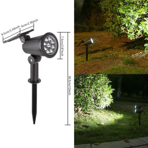 JBMBHC 2PCS Solar Powered Spotlights 9 LED Bright Outdoor Lighting Waterproof Landscape Light 180 Degree Adjustable Solar Panel Ground Stake Wall Mount For Christmas Patio Lawn