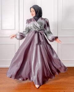 Gamis Shimer Motif Pelangi / Gamis Muslim wanita / Busana Muslim / Pakaian Wanita / Fashion Muslim