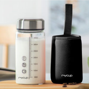 400ml Portable Glass Milk Cup With Measuring Scale Stainless Steel Lid Leakproof Travel Water Bottle With Protective Sleeve