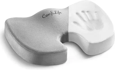 ComfiLife Premium Comfort Seat Cushion - Non-Slip Orthopedic 100 Memory Foam Coccyx Cushion for Tailbone Pain - Cushion for Office Chair Car Seat - Back Pain & Sciatica Relief (Black)