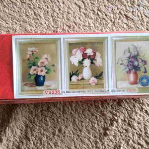 [ FREESHIP MAX] Tranh đính đá bô ba bình hoa nghệ thuật Vs236 KT 140×62cm[ Tranh Hà Đoàn]