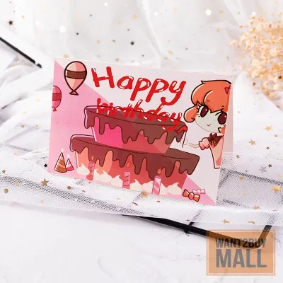 🇲🇾 🏆 Hand-Painted Colorful Children Kids Happy Birthday Greeting Card Suprise Bouquet Gift Hari Jadi kad Ucapan 儿童生日贺卡