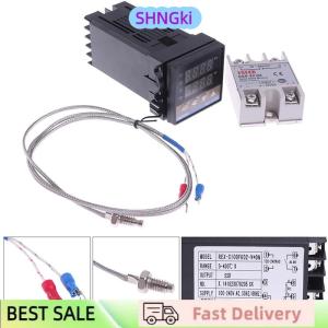 SHNGki 100-240VAC PID REX-C100 Temperature Controller SSR-40A Thermocouple
