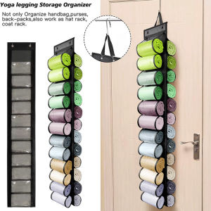 Double-Sided 24-Pocket Hanging Organizer for Yoga Pants Towels Clothing & Essentials - Overdoor Closet Storage Hook