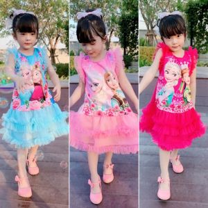 2-8ขวบ เดรสเอลซ่า แต่งมุ้งระบาย 2 ชั้น ชุดเจ้าหญิง เดรสเด็กผู้หญิง ชุดเด็กผู้หญิง เสื้อผ้าเด็กผู้หญิง เดรสเด็ก ชุดเด็กหญิง ชุดเอลซ่า [034]
