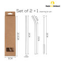 Borosilicate Glass Straw Set : Crystal Clear Sip - Clear Glass Straws, Eco-Friendly &  Reusable Straight & Bent Smoothie Straws comes with Cleaning Brush [Made For Drinkers]. 