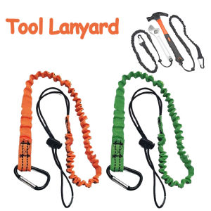 Safety Lanyard with Locking Carabiner Aerial Work Anti Slip Tool Tether Elastic Stretchable Rope