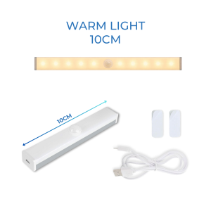 Magnetic Rechargeable Motion Sensor LED Light Bar - Wireless Lamp for Cupboard Cabinet Home Lighting No Drill 10cm-80cm