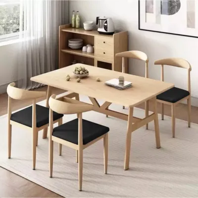 ชุดโต๊ะกินข้าว INTER HOME พร้อมเก้าอี้ รุ่น DD-6B มีพนักพิงหลังลายไม้ สวยงามแข็งแรง