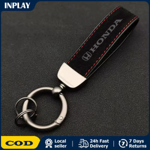 Honda Logo Keychain High-end Suede Leather Car Key Chain Personalized Laser Engrave Keyring Luxury Gift Men Waist Belt Buckle Honda City Civic Beat Click Jazz Wave Universal Outlet Accessories