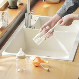 Cọ Rửa Bình Sữa Rửa Bình Nước Rửa Cốc Silicon Lông Mềm Gập 90 Độ Cán Dài Đa Năng Tiện Lợi-HAUSE