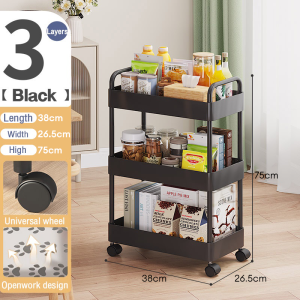 Trolley Cart Shelf 3/4/5 Tier Moving Rack Kitchen Storage Shelf Multifunction Trolley Organizer Cart