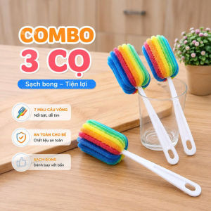 Cọ Mút Rửa Bình Sữa Ly Dài 25cm – Dụng Cụ Rửa Bình Sữa 7 Màu Cầu Vồng Nhỏ Gọn Dễ Sử Dụng