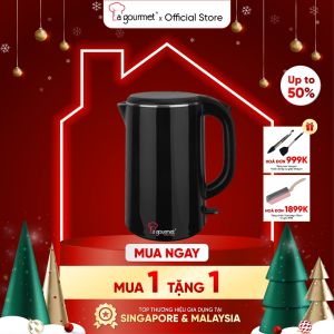Ấm đun/ Bình đun nước siêu tốc La gourmet 1.8L- 2 lớp chống bỏng- thân bình 2 lớp-inox 304 cao cấp chính hang lòng thép không gỉ cao cấp - Vỏ nhựa PP – an toàn cho trẻ em- Đế xoay 360 độ có thể nấu ở nhiều góc độ - Bảo hành 12 tháng - hàng chính hãng