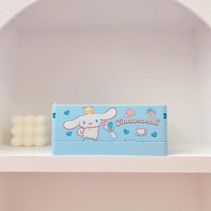 Kawaii Cartoon Kuromi My Melody Cinnamoroll Desktop Folding Plastic Stationery Cosmetics Clothes Storage Box Girly Heart Gift