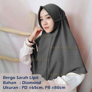 Bergo Sarah Lipit Tali Gerigi Wolfis Premium Grade A Marwah Indonesia Khimar Hijab Jilbab Instan Murah Terbaru