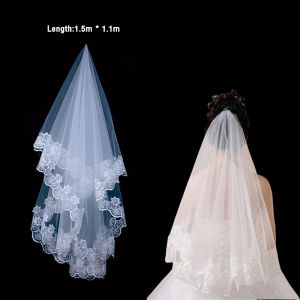 B.F. Elegant Wedding Veil Lace Edge Bridal Veil For Birthday Photo High-end