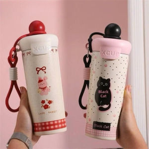 [Giá Hủy Diệt] Bình Giữ Nhiệt XCUP 600ml Cao Cấp Thiết Kế Họa Tiết Xinh Xắn Đáng Yêu Kèm Dây Đeo Silicon
