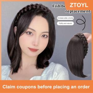 【ZTOYL】 Wig For Woman Short Hair Headband With Hair Wig Fish Bone With Wig Integrated Hair Patch Hair Accessories