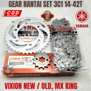 GEAR RANTAI SET YAMAHA 3C1 14-42T MOTOR VIXION OLD/NEW MX KING KUALITAS ORISINIL ASLI YGP GER GIR