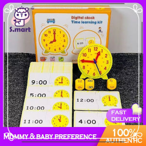 【S.mart】Learning Clock with 3 Synchronized Hands - Montessori Time Teaching Tool for Ages 5-9