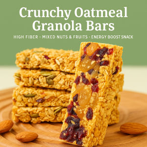 Crunchy Granola Snack Bars Oats - Cereal energy bars FDA Nut breakfast bars oats Ready-to-eat snacks Non-fried Individually wrapped Car snacks