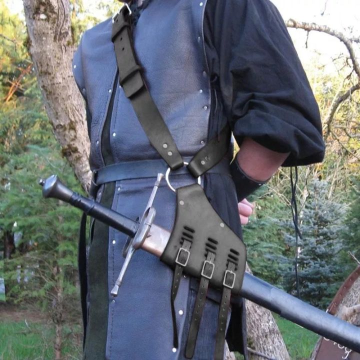 Medieval Leather Shoulder Strap - Sword & Gun Holster For Pirate & Renaissance Cosplay