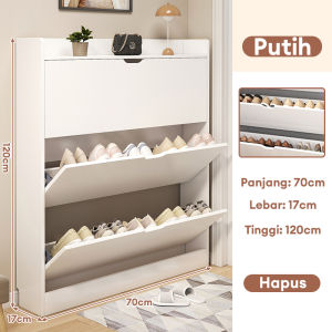Lemari Sepatu 3 Lapisan Rak Sepatu Susun Tertutup Shoes Cabinet Kabinet Sepatu