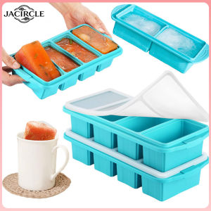 JACIRCLE Silicone Freezer Molds with Lid Extra Large Ice Freezer Trays 2 or 4 Cubes Household Food Freezing Box