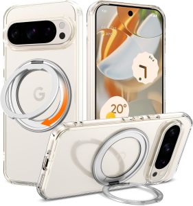 Magnetic Case for Google Pixel 11 Pro XL Case with 360° Rotatable Ring Stand[Compatible with MagSafe] Slim Translucent Hard Back Shockproof Protective Phone Cases for Google Pixel 11/11 Pro/10A/10 Pro CasePixel 10 Pro XL/9A/8 Pro/8A