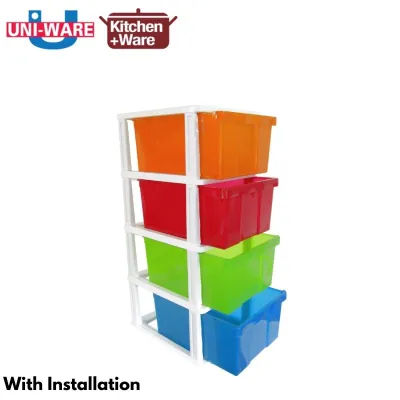 [4/5 Tier] UNI-WARE White & Colorful Drawer Cabinet / home organizer stocker container storage boxes / Made in Thailand