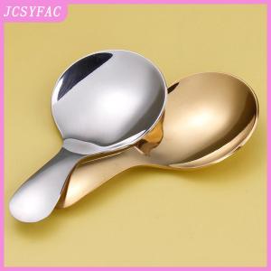 JCSYFAC  Cute Stainless Steel Spoon Short Handle Gold Ice Cream Tea Coffee Spoon Kids Spoon Kitchen Condiment Spice Scoop