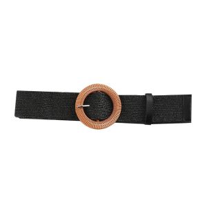 MINIFELE 262 Women Bohemian Casual Wide Straw Belt Waist Belt Braided Waistbelt