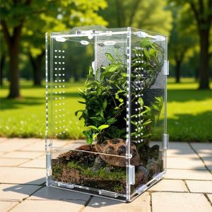 FORTUNESS Anti-escape Reptile Feeding Box Ventilated Transparent Jumping Spider Terrarium Pet Display Boxes Buckle Lock Spider Observation Box For Lizard Spider